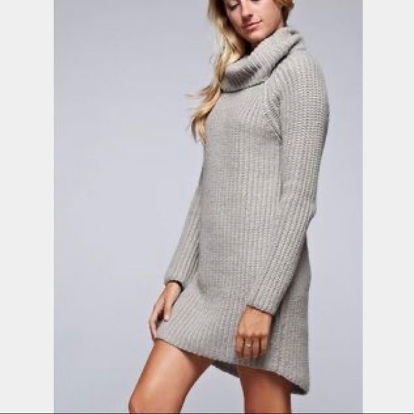 lovestitch Dresses & Skirts - Grey Turtleneck Knit Sweater-Dress